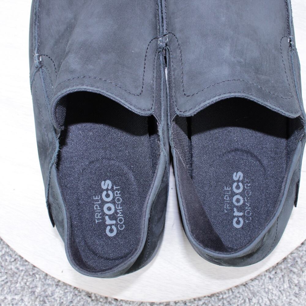 Crocs Santa Cruz Triple Black Canvas Slip On Loafers Mens 12 - Picture 6 of 7